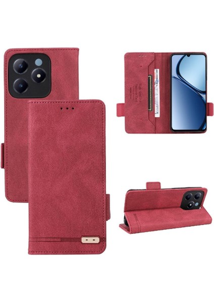 Realme C61 Manyetik Cüzdan Kart Tutucu Kapak Kickstand Için Flip Case (Yurt Dışından)