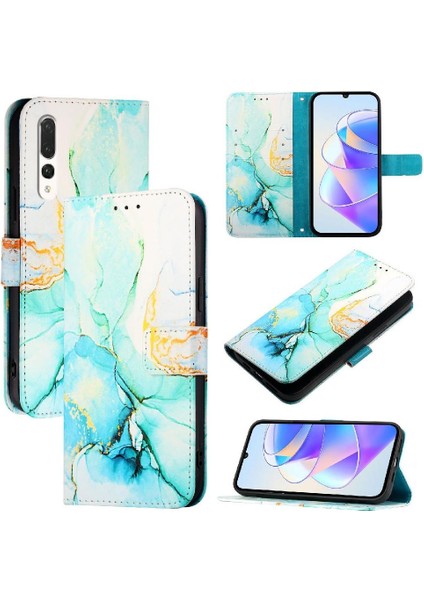 YH Mall Huawei P20 Pro Pu Deri Cüzdan Mermer Desen Kickstand Için Kılıf (Yurt Dışından)