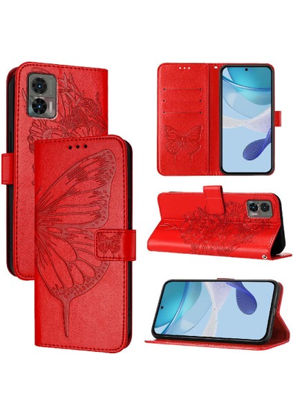 Motorola Kenar 30 Neo Flip Kapak Kabartma Kelebek Premium Için Kılıf (Yurt Dışından)
