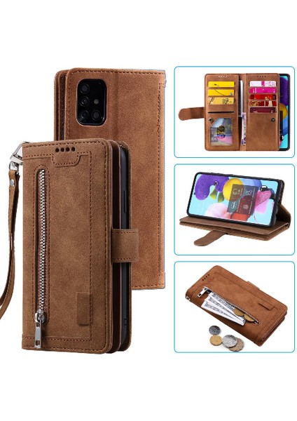 Samsung Galaxy A71 4g 9 Kart Yuvaları Pu Deri Kordon Için Flip Case (Yurt Dışından)