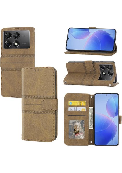 Xiaomi Poco X6 Için Flip Case Cüzdan Kılıf Darbeye Koruyucu Kickstand (Yurt Dışından)