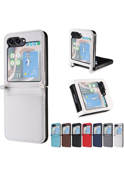 Samsung Galaxy Z Flip 5 Cüzdan Için Kılıf Yan Toka Kart Yuvaları Tutucu Pu (Yurt Dışından)