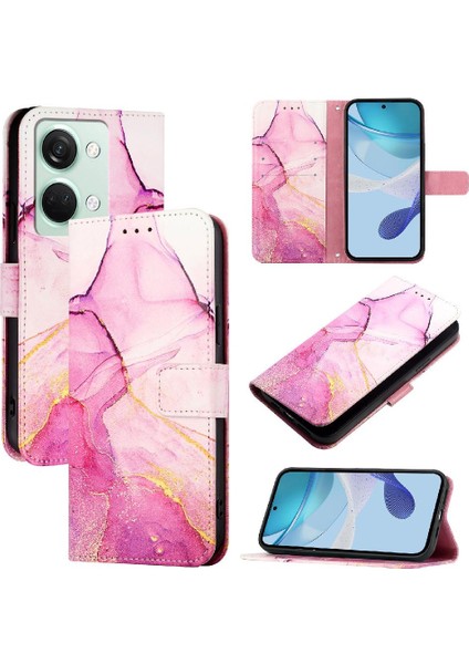 Oneplus Nord 3 Cüzdan Pu Deri Mermer Desen Kickstand Için Kılıf (Yurt Dışından)