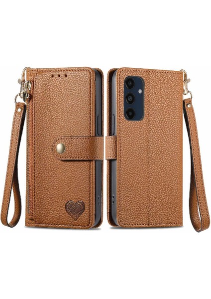 Samsung Galaxy M55 Fermuar Aşk Deri Kılıf Cüzdan Için Flip Case (Yurt Dışından)