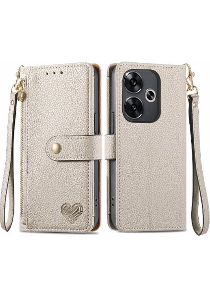 Xiaomi Poco F6 Cüzdan Fermuar Aşk Için Flip Case Darbeye Deri Kılıf (Yurt Dışından)