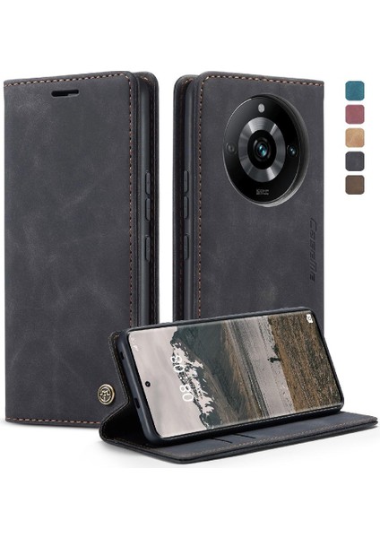 Realme 11 Pro 5g Için Flip Case Vintage Pu Deri Cüzdan Manyetik Kapatma (Yurt Dışından)