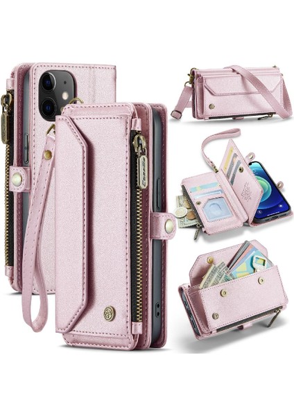 Iphone 12 Için Crossbody Durumda Mini Rfid Engelleme Durumda Cüzdan Cüzdan Durumda (Yurt Dışından)