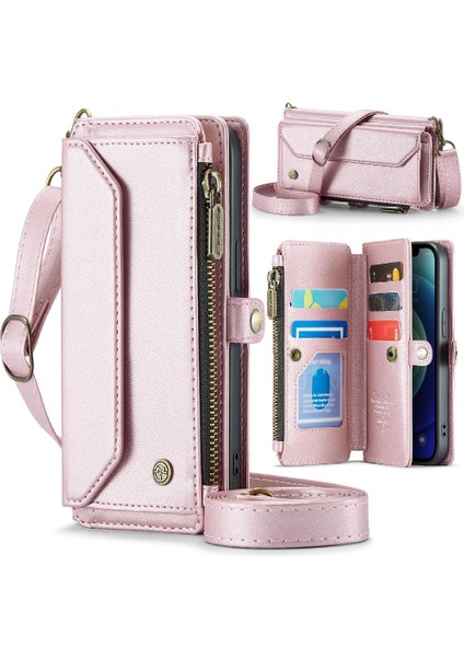 Iphone 12 Için Crossbody Durumda Mini Rfid Engelleme Durumda Cüzdan Cüzdan Durumda (Yurt Dışından)