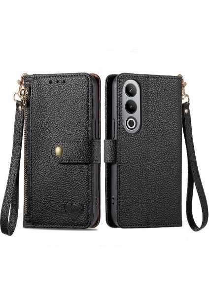 Oneplus Nord Ce4 Deri Kılıf Için Flip Case Darbeye Aşk Fermuar Cüzdan (Yurt Dışından)