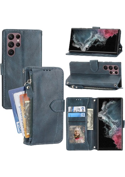Samsung Galaxy S22 Için Flip Case Ultra 5g Kickstand Kart Tutucu Manyetik (Yurt Dışından)