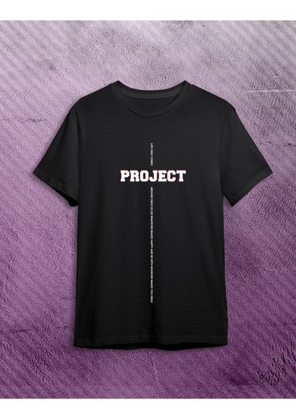 Project Baskılı Erkek Fit Pamuklu Şık T-Shirt-Shirt/tişört