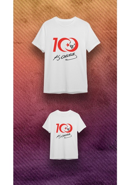 Cumhuriyetimizin 100. Yılına Özel Atatürk Silüeti Baskılı Beyaz %100 Pamuk Süprem T-Shirt/tişört fiyatları
