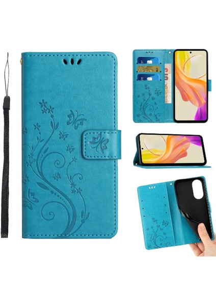 Oppo A98 Bilek Kayışı Kickstand Pu Deri Kart Tutucu Için Filp Durumda (Yurt Dışından)