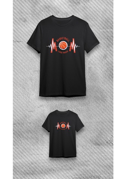 Bisiklet Yaka Baskılı Siyah T-Shirt
