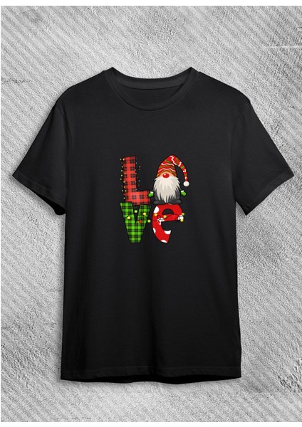 Yılbaşı Love Baskılı Tişörtü, Noel Tişörtü, Yılbaşı New Year Tişörtü Yılbaşı Tişörtü