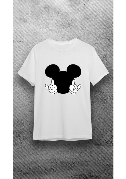Kadın Beyaz Baskılı Mickey Mouse T-Shirt (Ürünün Tek Fiyatıdır) fiyatları