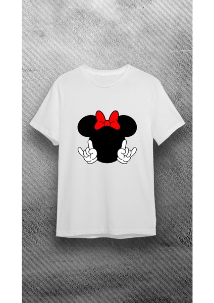 Kadın Beyaz Baskılı Mickey Mouse T-Shirt (Ürünün Tek Fiyatıdır) modelleri