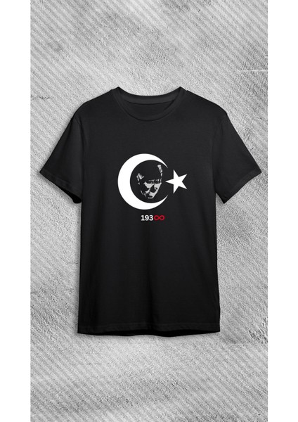10 Kasım 1938 Atatürklü Tişört, 10 Kasım Atatürk Baskılı Tişört, Siyah %100 Pamuk T-Shirt/tişört