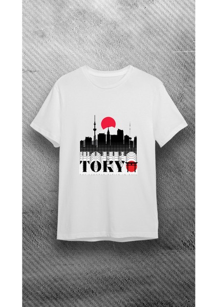 Beyaz %100 Pamuk Süprem Bisiklet Tokyo Baskılı T-Shirt