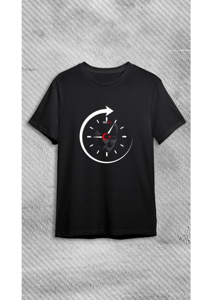 10 Kasım Atatürklü Tişört, 10 Kasım Atatürk Baskılı Tişört, Siyah %100 Pamuk Süprem T-Shirt