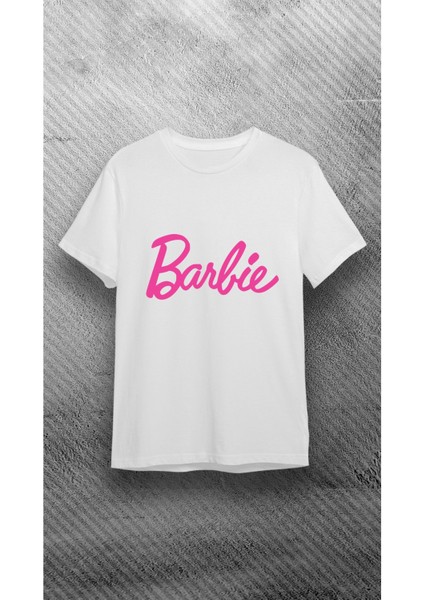 Unisex Bisiklet Yaka Kısa Kol Barbie Baskılı %100 Pamuklu T-Shirt