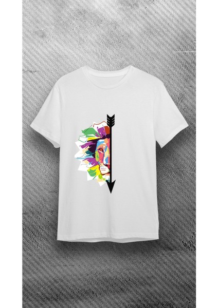 Bisiklet Yaka Aslan Kaplan Sevgili Kombin Baskılı Beyaz T-Shirt ( Adet Fiyatıdır ) fiyatları