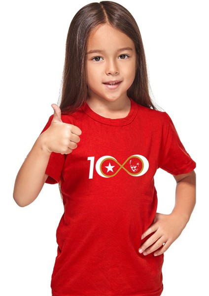 Cumhuriyetimizin 100. Yılına Özel Atatürk Silüeti Baskılı Kirmizi %100 Pamuk Çocuk T-Shirt/tişört fiyatları