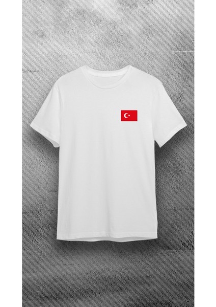 29 Ekim Türk Bayrak Baskılı Beyaz %100 Pamuk Süprem T-Shirt