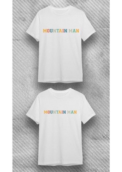 Unisex Bisiklet Yaka Kısa Kol Montainman Baskılı %100 Pamuklu T-Shirt