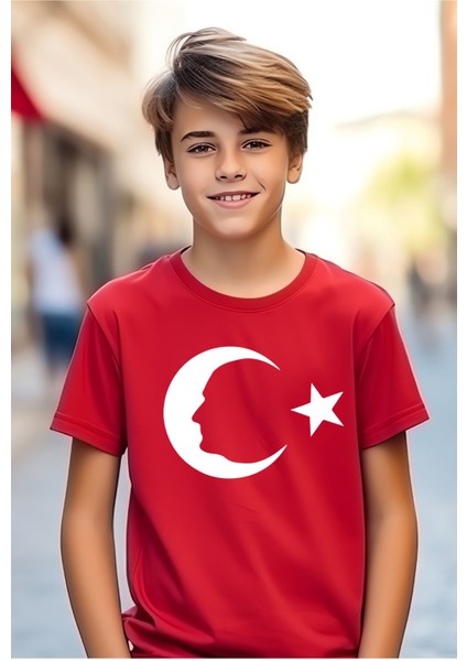 23 Nisan 29 Ekim 10 Kasım 19 Mayıs Gösteri Kostüm Ayyıldız Baskılı Kırmızı Çocuk T-Shirt/tişört-