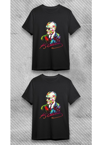 Karizma Gözlüklü Gazi Mustafa Kemal Atatürk Portresi Baskılı Tişört Unisex T-Shirt fiyatları