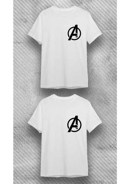 Unisex Bisiklet Yaka Kısa Kol Super Kahraman Baskılı %100 Pamuklu T-Shirt