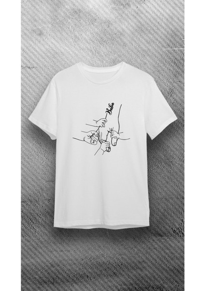 Unisex Bisiklet Yaka Kısa Kol Baba Oğul Kombin Baskılı Pamuklu T-Shirt fiyatları