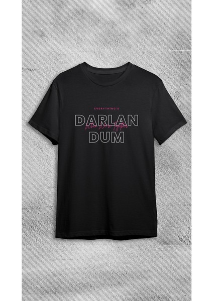 Bisiklet Yaka Şeker Darlandum Yazı Baskılı Siyah T-Shirt