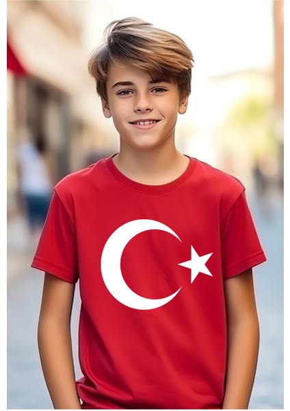 23 Nisan 29 Ekim 10 Kasım 19 Mayıs Gösteri Kostüm Atatürk Baskılı Kırmızı Çocuk T-Shirt/tişört-