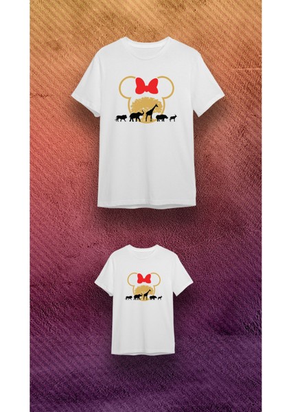 Beyaz Mickey Safari %100 Pamuk Normal Kalıp Tshirt (Ürünün Tek Adet Fiyatıdır