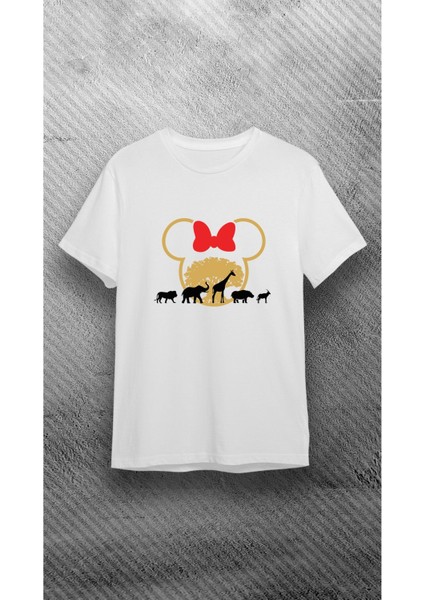 Beyaz Mickey Safari %100 Pamuk Normal Kalıp Tshirt (Ürünün Tek Adet Fiyatıdır fiyatları