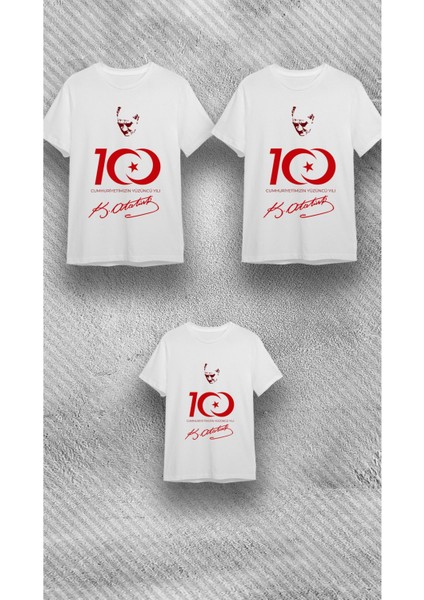 23 Ni?san Cumhuriyetimizin 100. Yılına Özel Atatürk Imza Baskılı Beyaz Süprem T-Shirt fiyatları