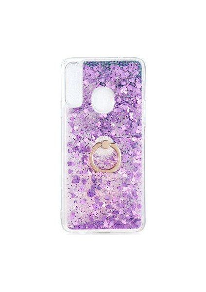 Samsung Galaxy A20S Kılıf Yüzüklü ve Sıvılı Şık Diana Premium Silikon Kapak