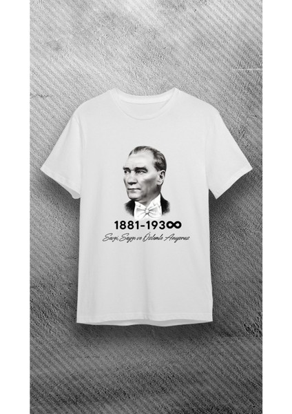 10 Kasım Atatürklü Tişört, 10 Kasım Atatürk Baskılı Tişört, Siyah %100 Pamuk T-Shirt