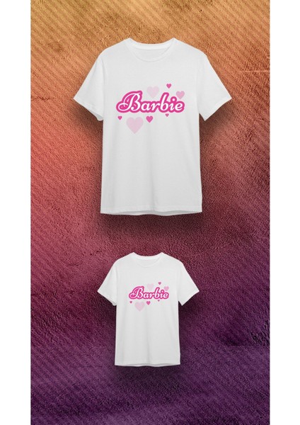 Bisiklet Yaka Barbie Baskılı Beyaz T-Shirt