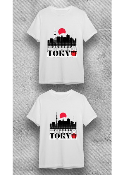 Beyaz %100 Pamuk Süprem Bisiklet Tokyo Baskılı T-Shirt
