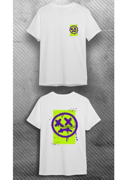 Beyaz %100 Pamuk Süprem Bisiklet Baskılı T-Shirt