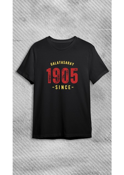 Since 1905 Baskılı Unisex Bisiklet Yaka Siyah T-Shirt