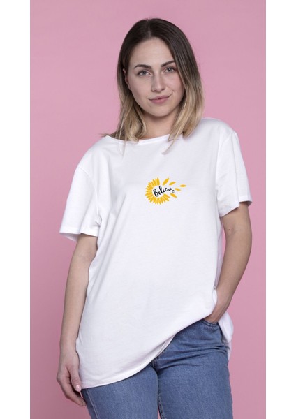 Oversize Beyaz %100 Pamuk Süprem Bisiklet Baskılı T-Shirt