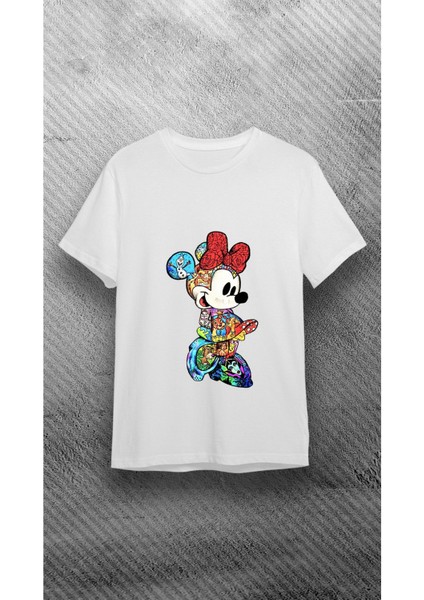 Unisex Bisiklet Yaka Çizgi Film Karakter Baskılı/ T-Shirt-