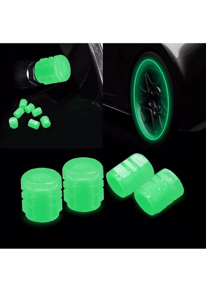 4 Adet Sibop Kapağı Fosforlu Floresan LED Pilsiz Araba Motorsiklet Bisiklet Lastik Sibop Kapağı