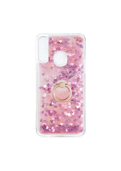 Samsung Galaxy A20S Kılıf Yüzüklü ve Sıvılı Şık Diana Premium Silikon Kapak