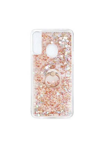 Samsung Galaxy A20S Kılıf Yüzüklü ve Sıvılı Şık Diana Premium Silikon Kapak