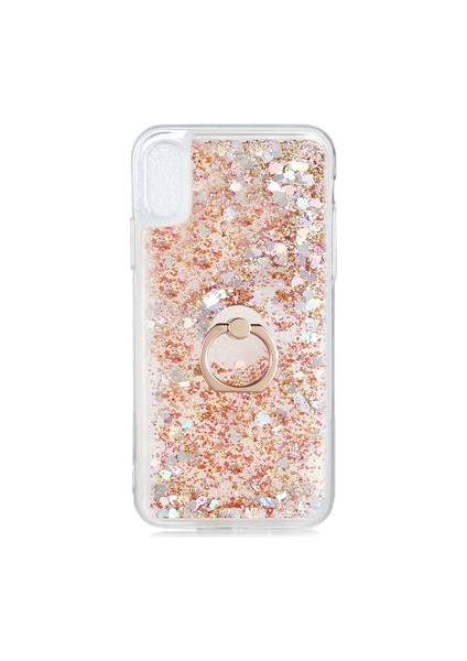 iPhone Xs Kılıf Yüzüklü ve Sıvılı Şık Diana Premium Silikon Kapak